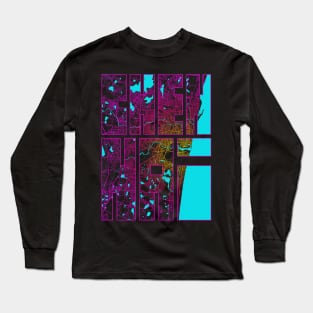 Chennai, India City Map Typography - Neon Long Sleeve T-Shirt